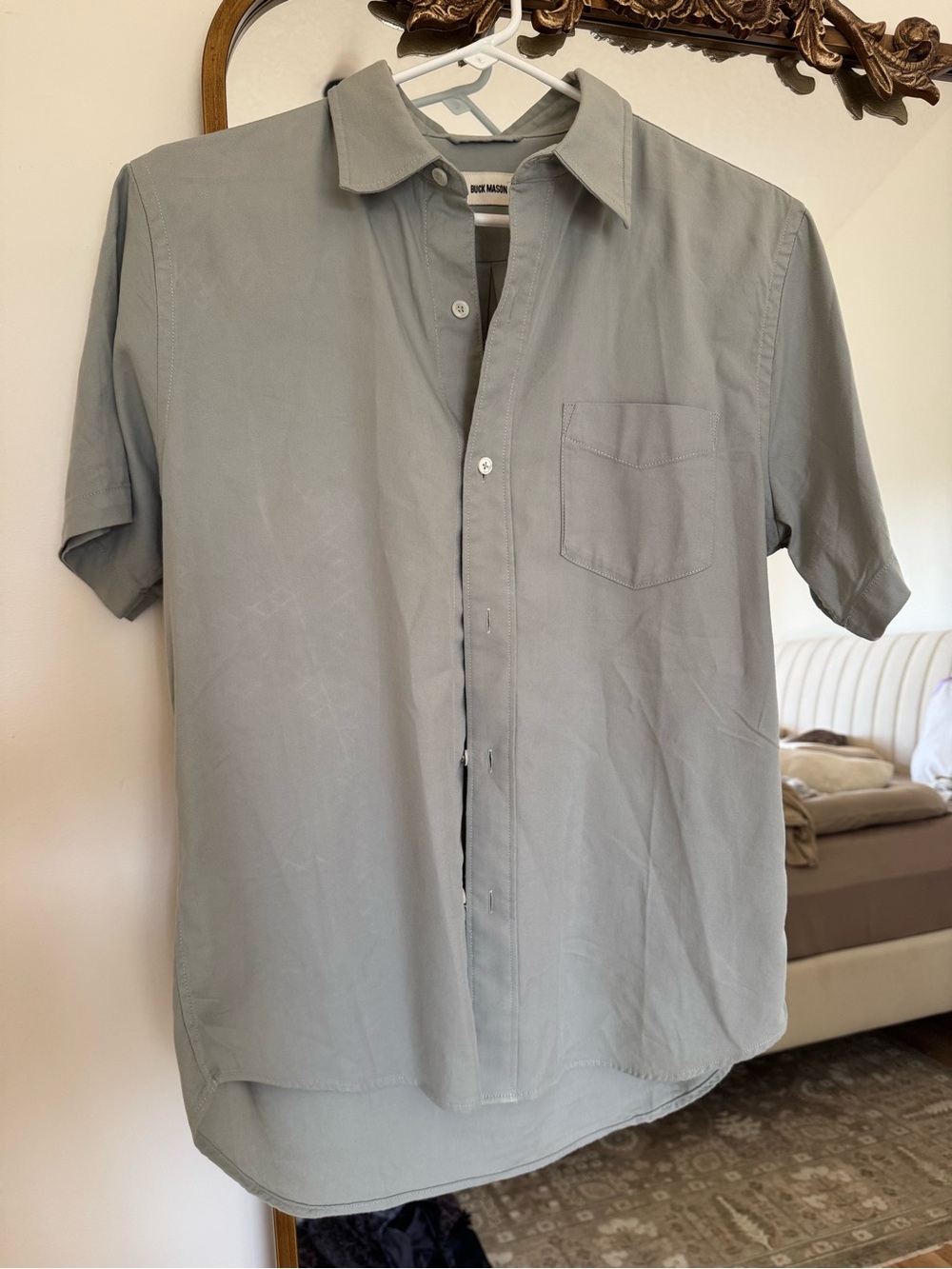 Buck Mason Light Green Short Sleeve Button-Down Shirt